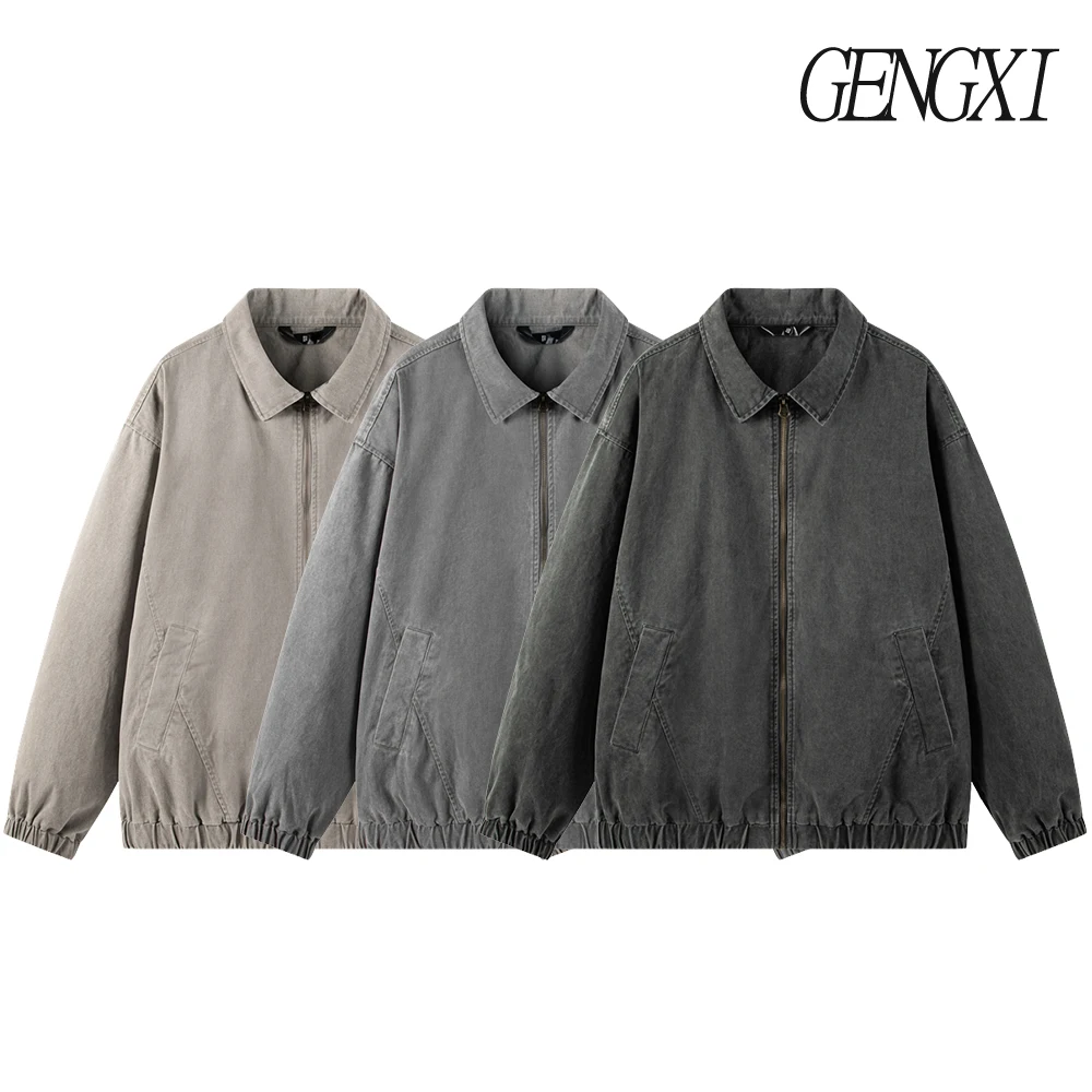 سترة ديترويت للرجال من قماش الدنيم على الطراز الأمريكي العتيق، سترة مريحة من القطن بياقة مقاومة للرياح ودافئة