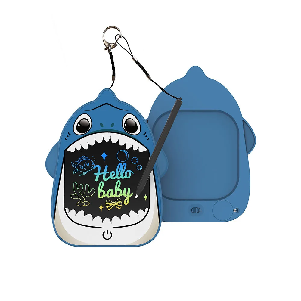 Bolso placa de escrita dos desenhos animados peixe mochila pendurado lcd luz energia prancheta doodle pintura placa escrita crianças brinquedos