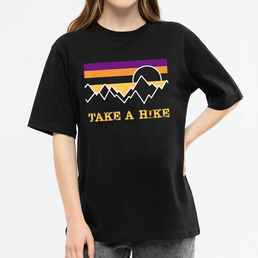 New Take A Hike T-shirt Women Funny Sunrise and Mountain Peak Graphics Camiseta Mujer Retro Streetwear Women Tshirt Aesthetic