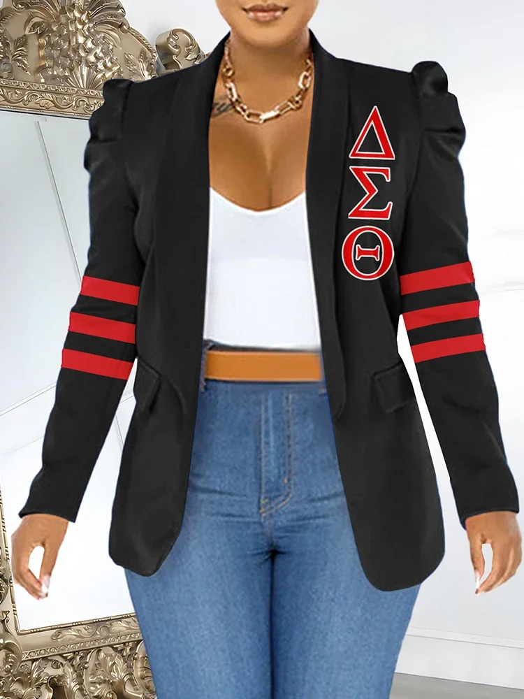 Delta Sigma Theta Sorority Print Puff Sleeve Blazer