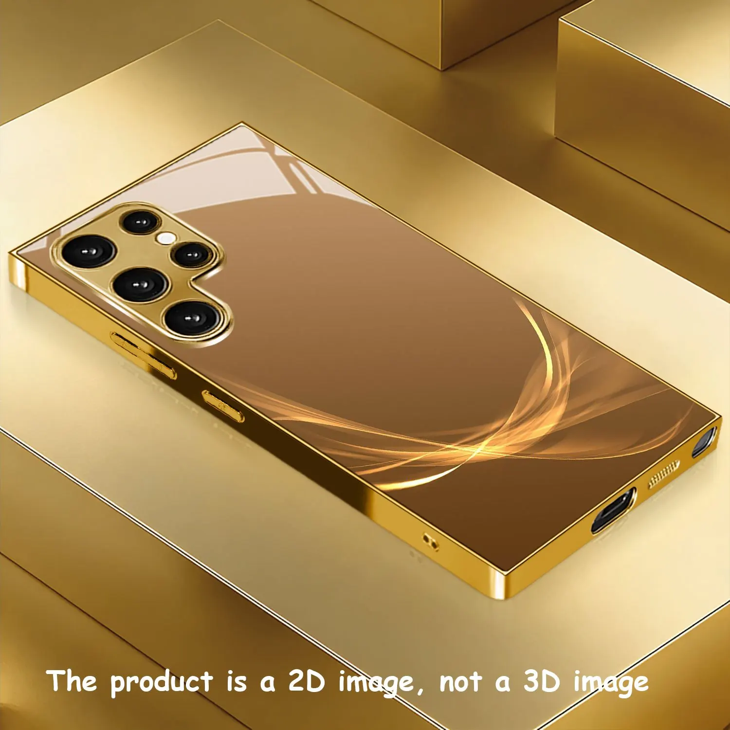 Curved pattern gold-plated glass Phone Case compatible with  Galaxy S26 Ultra, S25, S24, S23 FE and S22 Plus 5G Cover