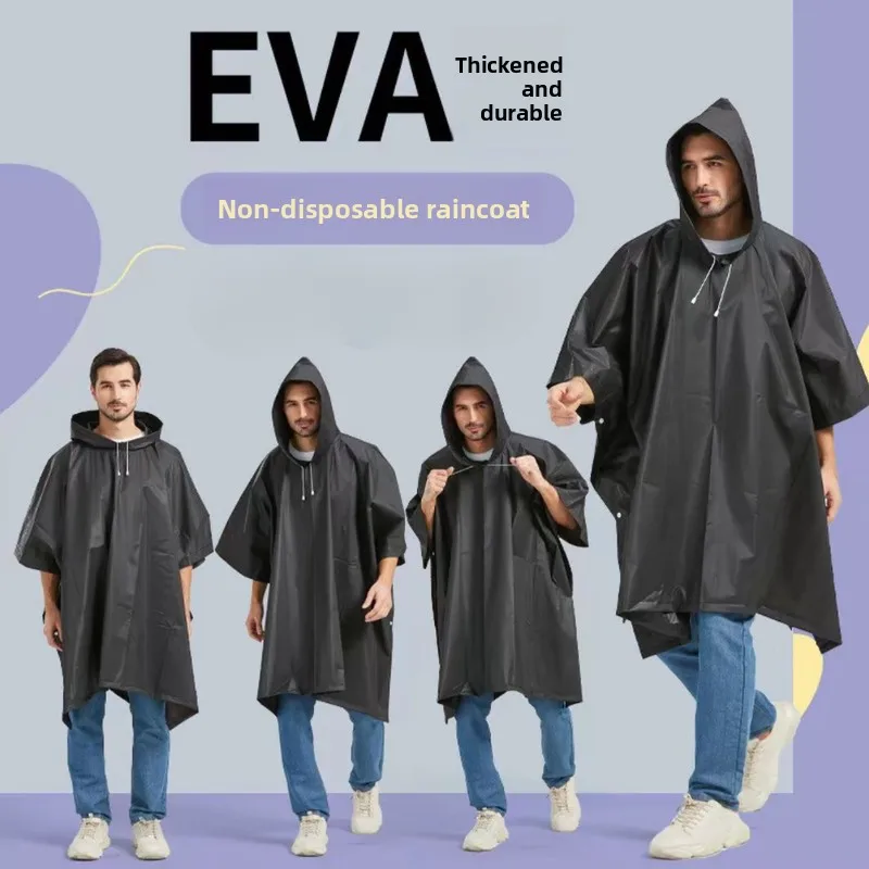 1PC Women Waterproof Long Raincoat Waterproof Hooded EVA Rain Jacket Man Poncho Outside Hiking Rainwear Clothing Men Rain Coat