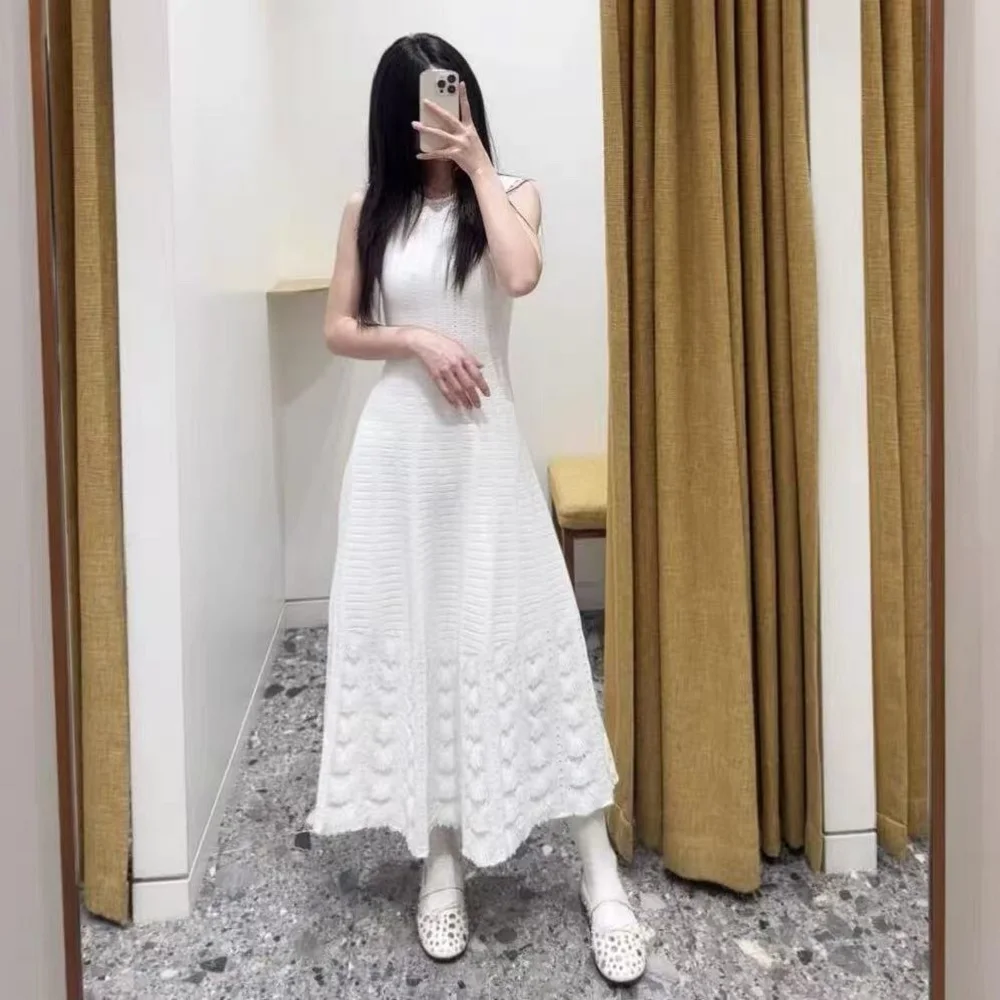 

traf 2025 woman dress knit stretch beaded jacquard corset ladies undershirt dress y2k clothes New high quality long dresses bra