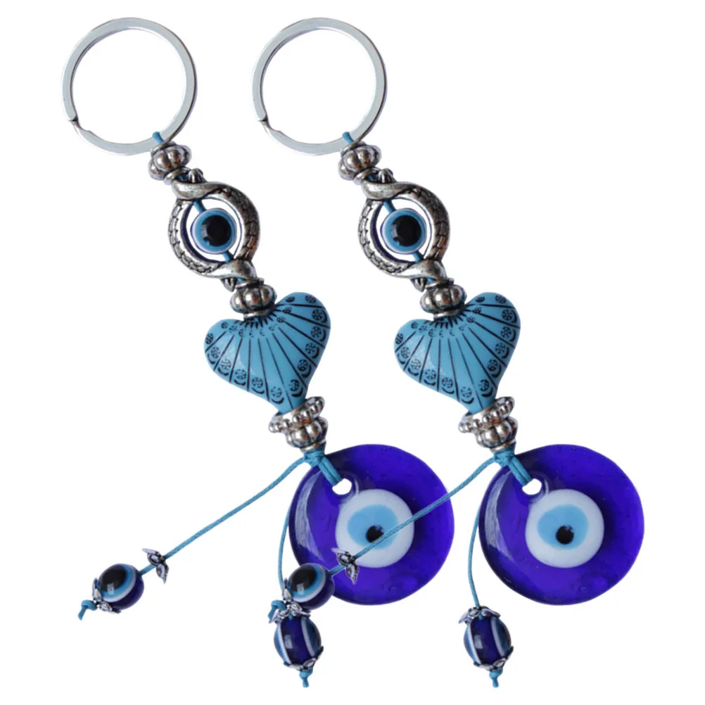 

2 PCS Jewelry Car Accessories Charms Pendants Kit Key Holder Ornament Hanging Chain Evil Eye Keychain