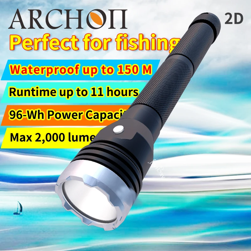 ARCHON 2D Diving fishing light Professional Scuba dive flashlight Underwater 150m Ship lighting torch Dive lighting hunting lamp