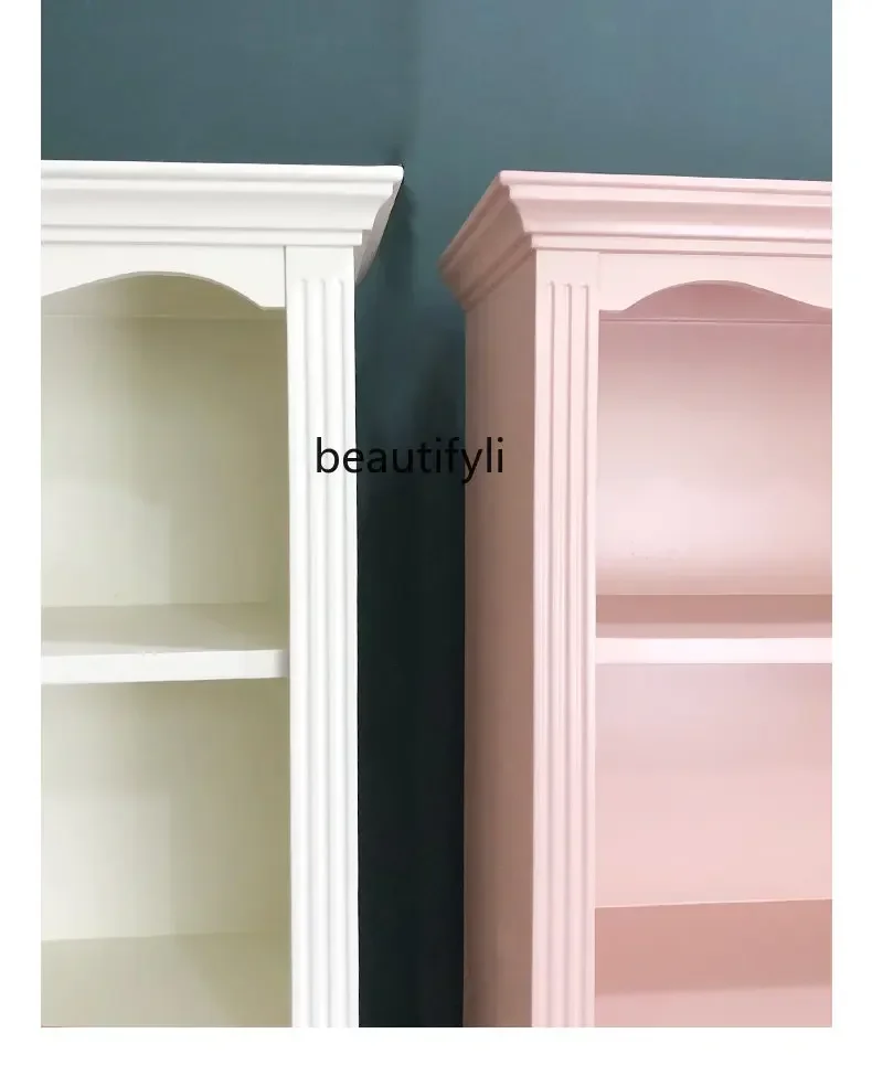 Cc182R1 Estante Francesa Estante e Prateleira de Armazenamento Moderna Pastoral Mão Escritório Display Rack Armário Rosa Integrado Boo