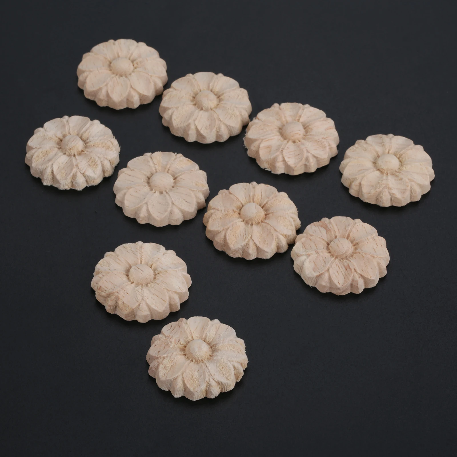 10 قطعة 3 سنتيمتر الخشب منحوتة الزاوية الإطار زين راصعة ملصق مائي زهرة مستديرة نحت الحرفية الشارات للمنزل خزانة باب مضمد السرير ديكور