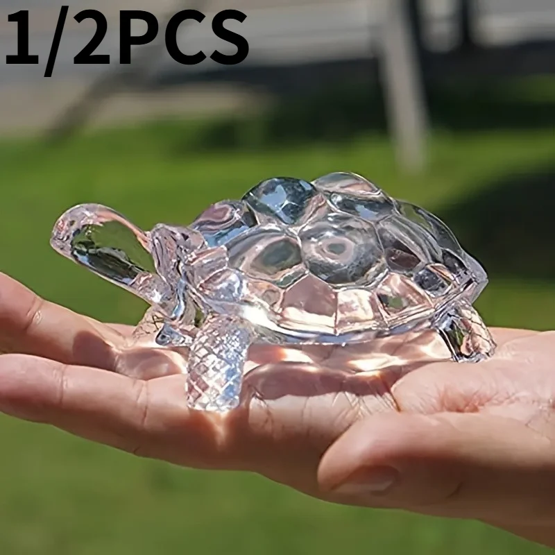 1/2 Stück Mini-Kristall-Schildkrötenstatue – chinesischer Glücksbringer, ideal für Zuhause, Schlafzimmer, Bürodekoration, festliche Feiertagsdekoration