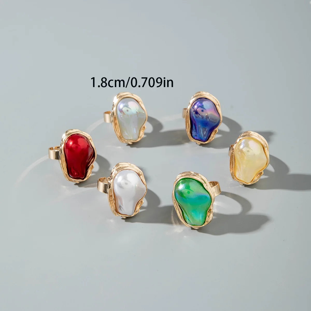 Docona Elegant Baroque Imitation Pearl Open Ring for Women Trendy Irregular Geometry Adjustable Finger Rings Jewelry Accessories