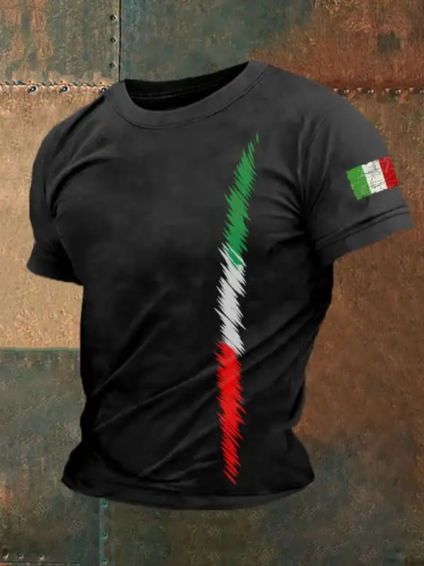 Italian flag 3D printed Italian T-shirt men\'s summer street wear oversized short sleeved T-shirt breathable and comfortable top