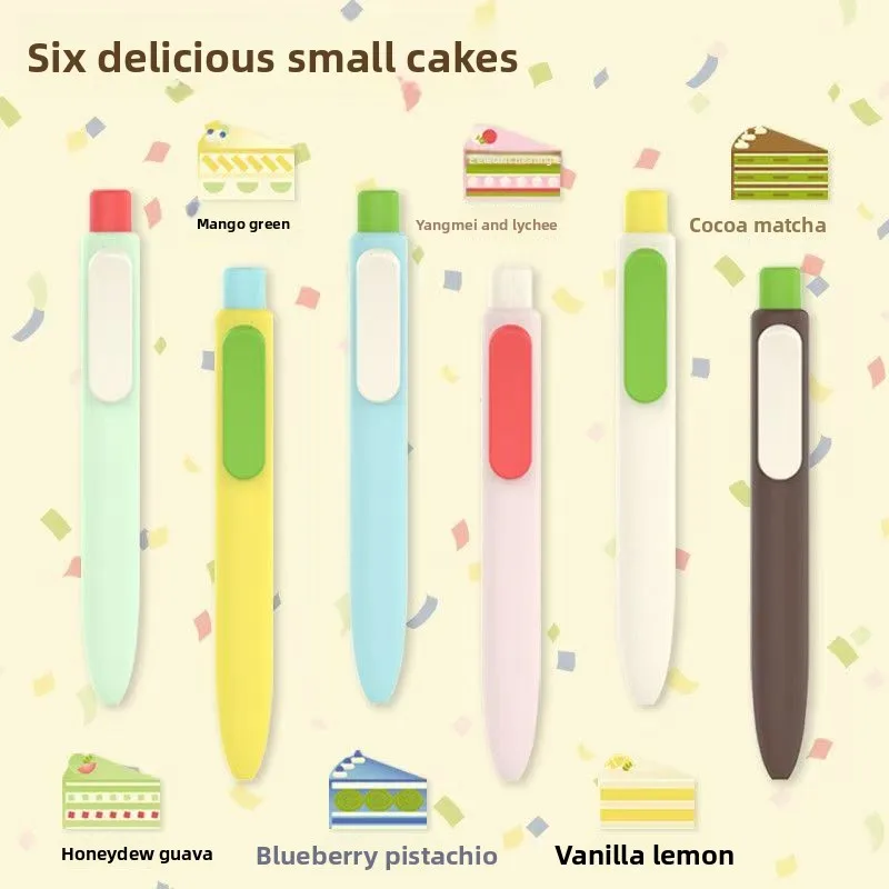 0.5mm Black Gel Pen Cake Color Design Cute Push Button Office School Journal Writing Pocket Pen
