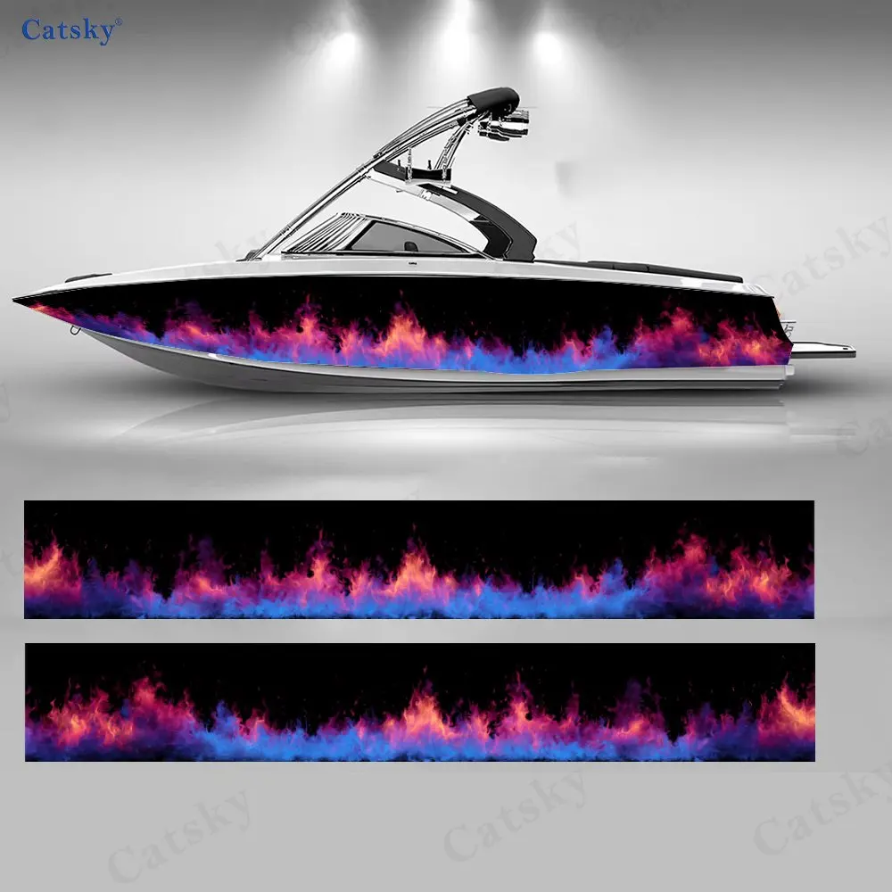 

Cold Flame Hot Glow Boat Stickers, PVC Waterproof Durable Vinyl Wrap Decals for Fishing Boats, Durable and Stylish Design
