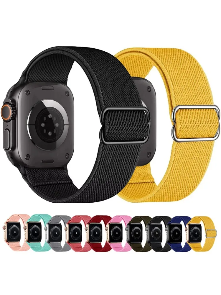 Elastisches Nylon-Schlaufenarmband für Apple Watch Ultra 3/2/1 49mm 11 10 46mm 42mm Armband iWatch 9 8 7 6 5 4 SE 45/41/44/40mm