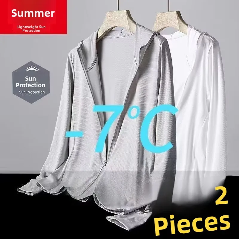 

Men's Summer Thin Ice Silk Sun Protection Clothing Breathable Fiing Cool Feeling Outerwear UV Protection Lightweight Jaet