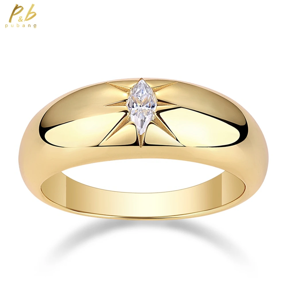

PuBang Fine Jewelry Solid 925 Sterling Silver 3EX VVS1 D Color Marquise Cut Real Moissanite Diamond Gems Ring for Women Gifts