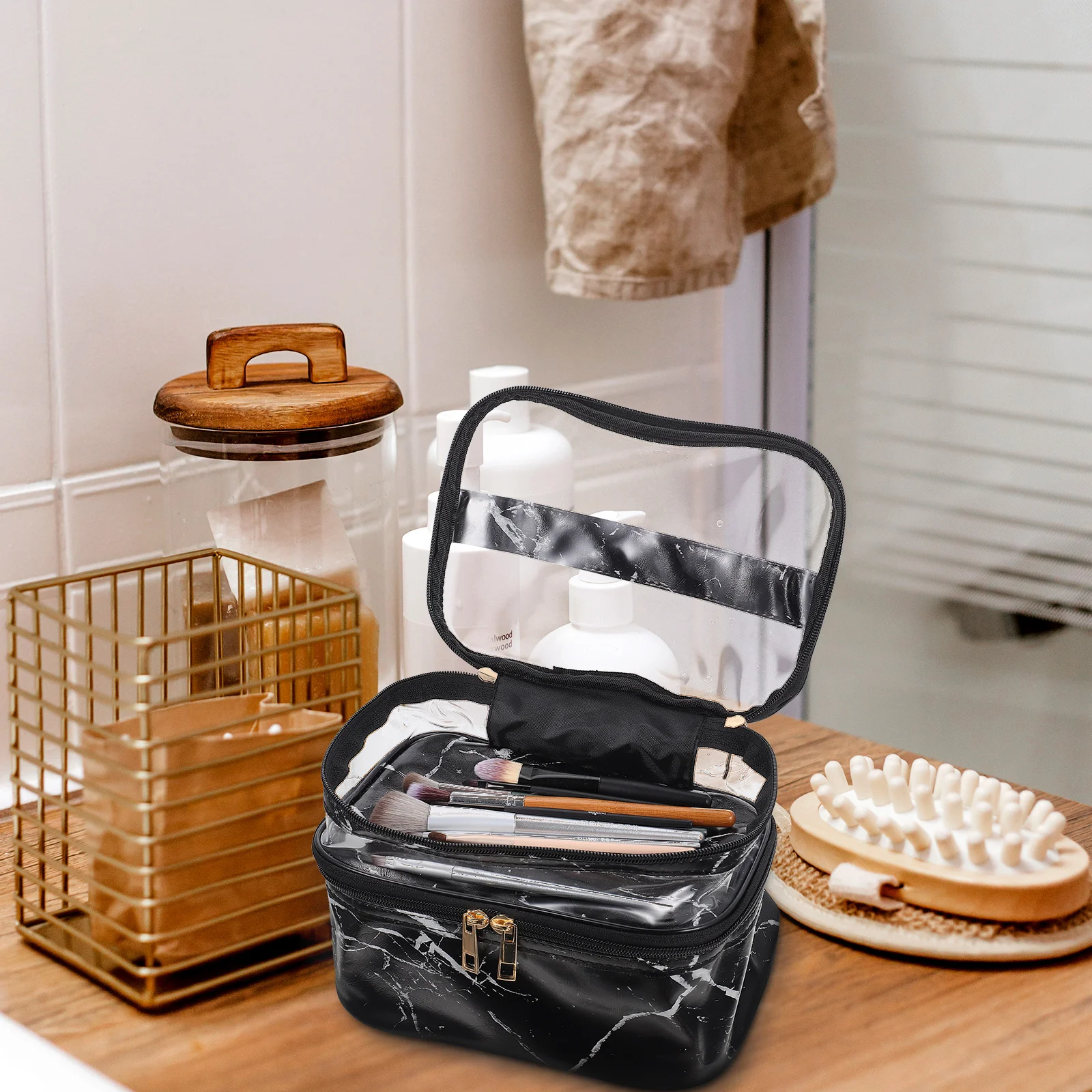 

Cosmetics Bag Durable Portable Travel Zipper Skincare Pouch Toiletry Organizer Storage Makeup Carrying Bag Skincare Pouch
