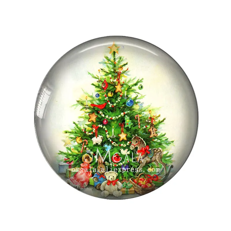 Art Schilderijen Groen Mooie Kerstboom 12Mm/14Mm/18Mm/20Mm/25Mm ronde Foto Glas Cabochon Demo Platte Achterkant Maken Bevindingen