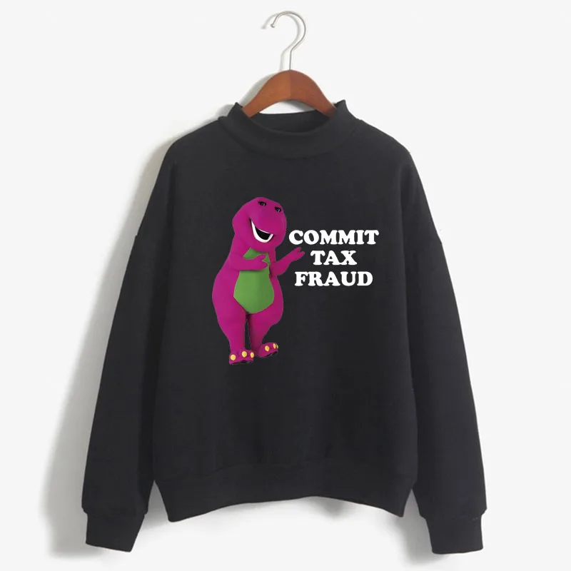 

Commit Tax Fraud Print Woman Sweatshirts Sweet Korean O-neck Knitted Pullovers Autumn Winter Candy Color Loose Women Clothing