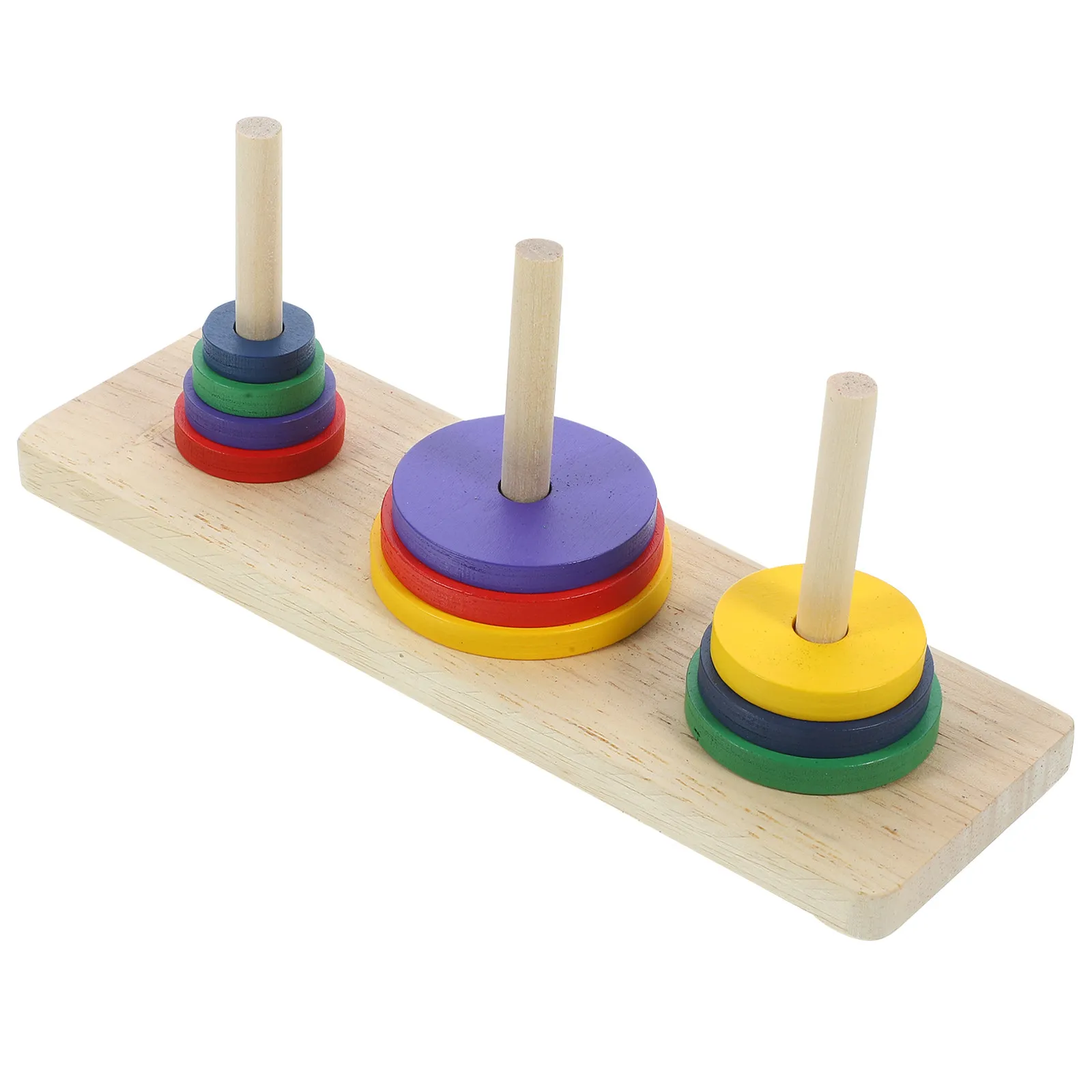 

1Set Wooden Hanoi Tower Board Game Intellectual Brain Puzzle Colorful Challenge for Adults Kids Development