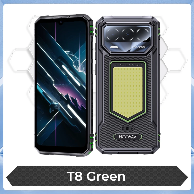 HOTWAV T8 Robuuste Smartphone 6.75'' 120Hz 4GB RAM 64GB ROM Mobiele Telefoon 6200mAh 20W Super Campinglamp Android 16 Mobiel
