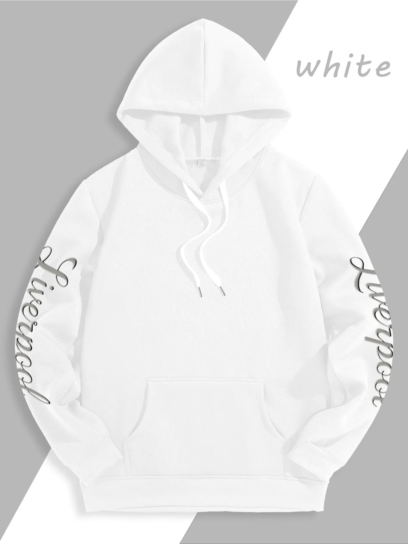 Herren Sport Hip-Hop Hoodie, Liverpool Schriftzug Textgrafik, Fleece-Gefüttertes Sweatshirt für Urbanen Streetstyle und Kaltes Wetter – Detail 16