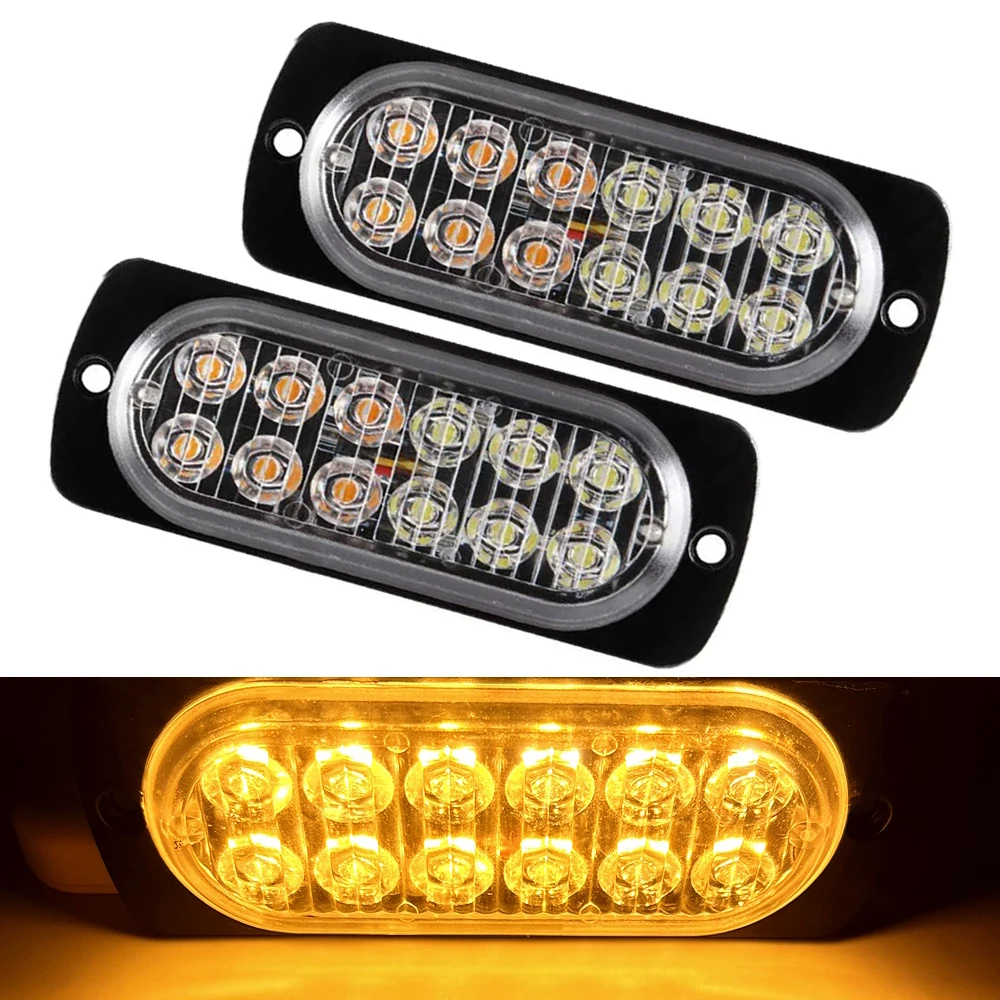 12LED Car Warning Light Breakdown Emergency Light Car Truck Trailer Beacon Lamp LED Side Light Amber 12V For Cars Accessories