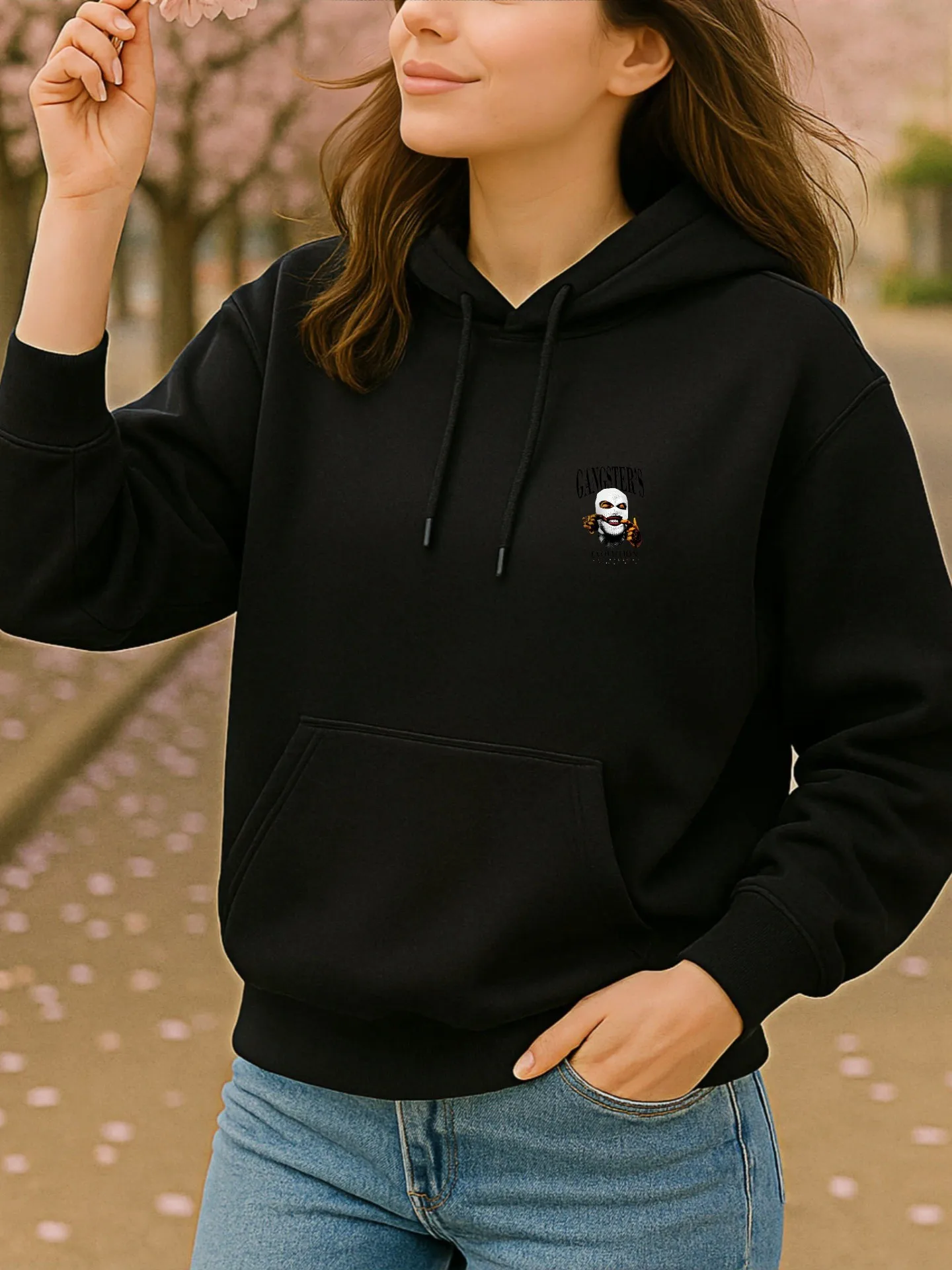 Graphic Hoodie Women, Therapy Motorcycle Print, Vintage Style, Cotton Blend, Casual Everyday Wear, For Young Men