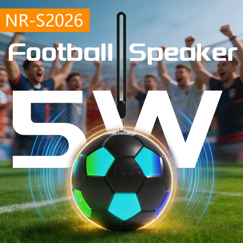 Caixa de Som Portátil Mini 5W para Futebol ao Ar Livre, Alto-falante Bluetooth Sem Fio com Luz RGB Colorida, 1200mAh, Suporte TWS/TF/FM, Chamada Gratuita