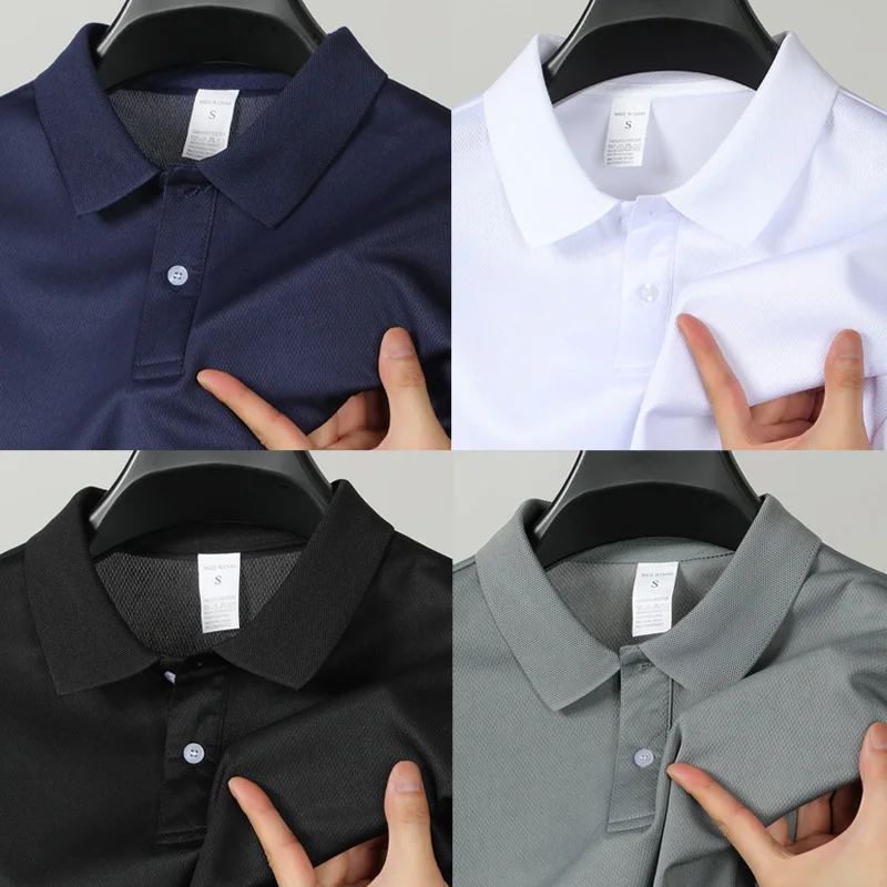 

New Men's Business Casual Short Sleeved Bone Flower Solid Color POLO Shirt Fashion Breathable Comfortable Summer Versatile Top