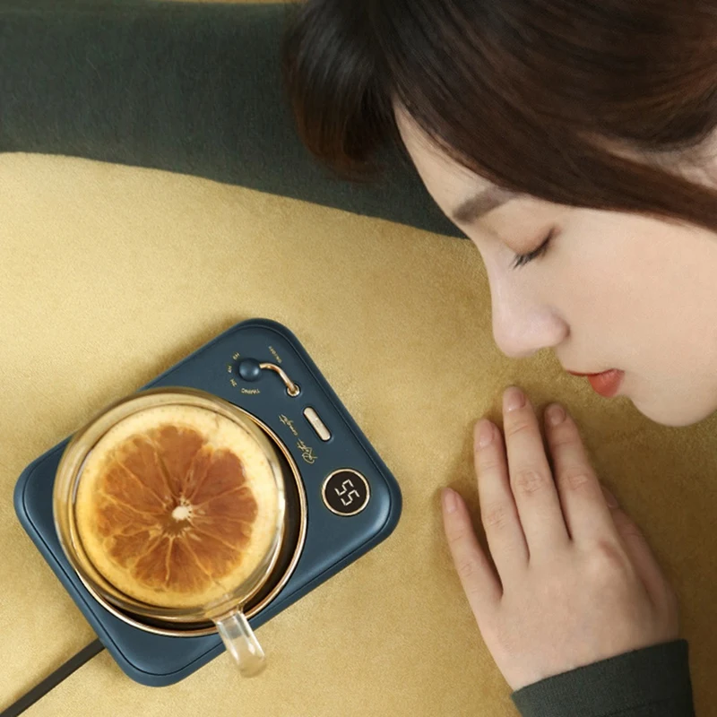 Подогреватель чашки кофе, нагревательная подставка для офиса с постоянной температурой, цифровой дисплей с регулировкой температуры, синяя вилка стандарта США