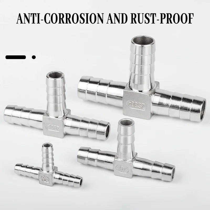 T6 Hose Barb 304 Stainless Steel Hose Tail Barb Connectors 6mm T Type Pagoda Tail Barb Connector