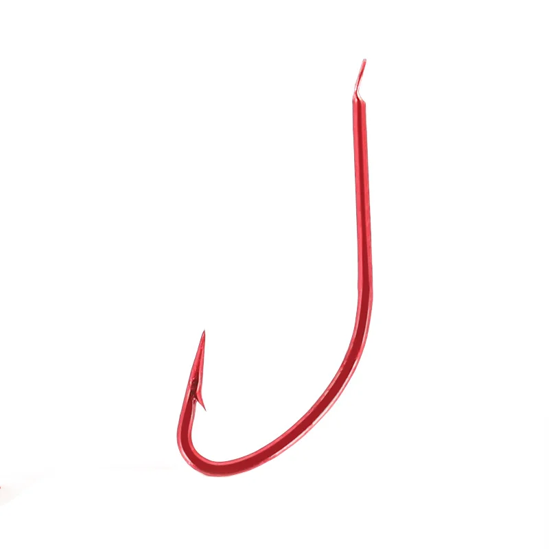 100pcs Fishing Hooks Barbed Noeye Flathead Long Handle Fishhook Small Fish Red Barbel curve 낚싯바늘 рыболовный крючок Pesca Fox