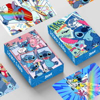 30PCS Disney Stitch Anime Peripherals Lomo Collection Exquisite Small Card Laser Cartridge Stickers Fashion Cute Surprise Gifts