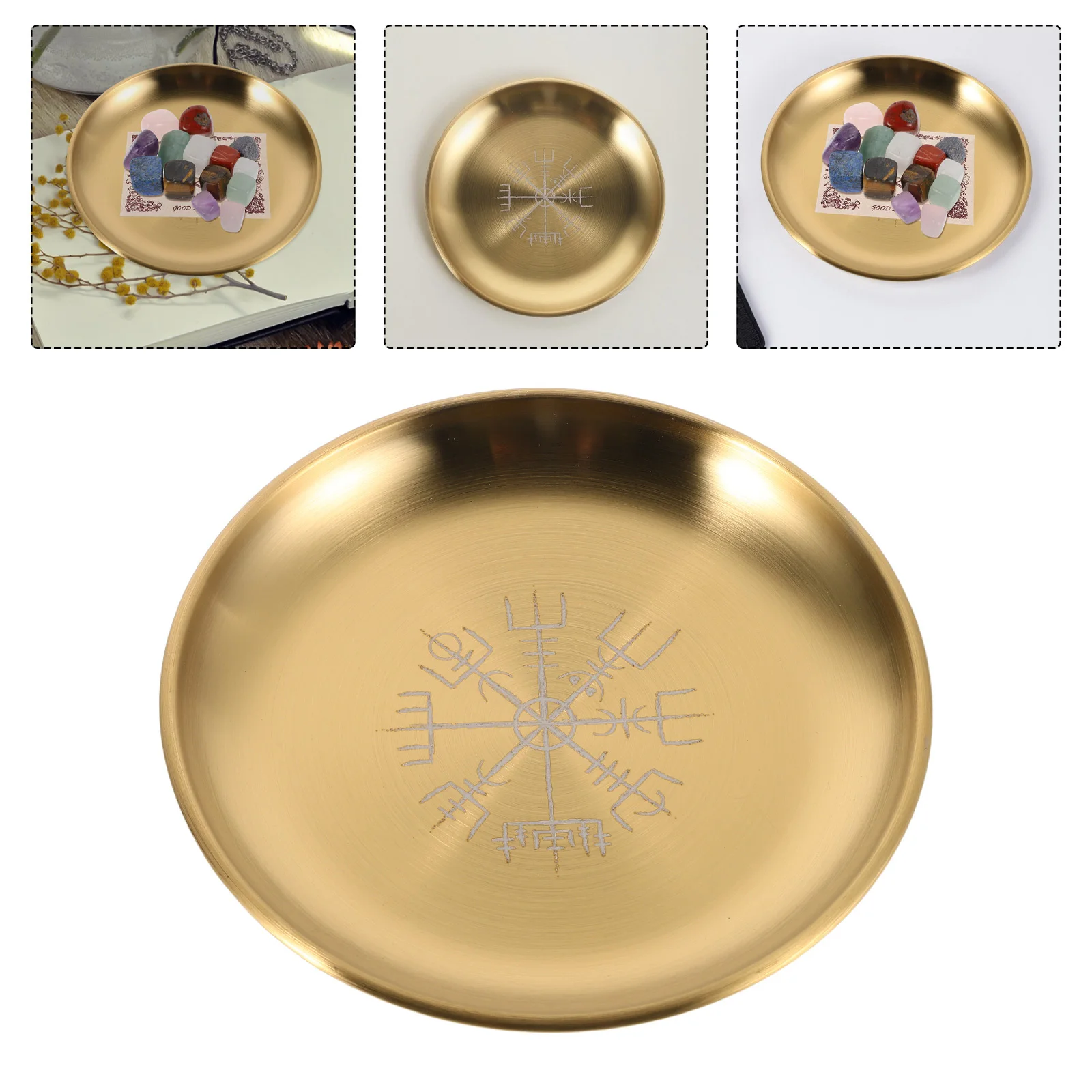 

Stainless Steel Jewelry Tray Round Metal Organizing Dish For Ring Trinket Holder Candy Snack Serving Display Home Office