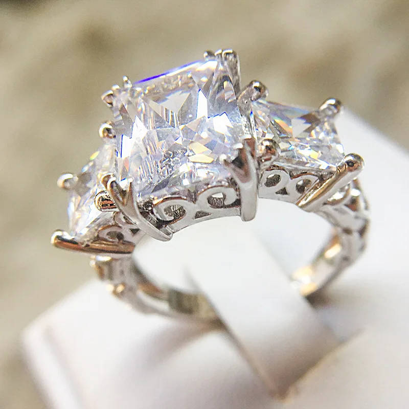 Promotion Simple 925 Silver Wedding Rings for Women Top Quality 5A Cubic Zirconia Engagement Ring CZ Jewelry