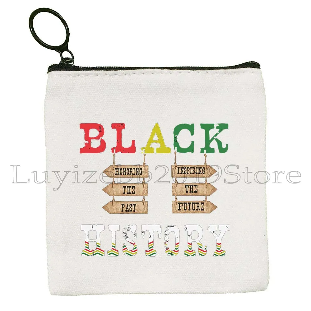 Melanin Poppin Afro Queen Black History Gifts African American Pride Canvas Coin Purse Key Case Small Bag Wallet Zipper Pouch