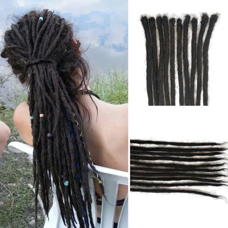 0.4-0.6cm 100% Human Hair Handmade Dreadlocks Hair Extensions Natural Black Crochet Hair Strands Crochet Braids For Women