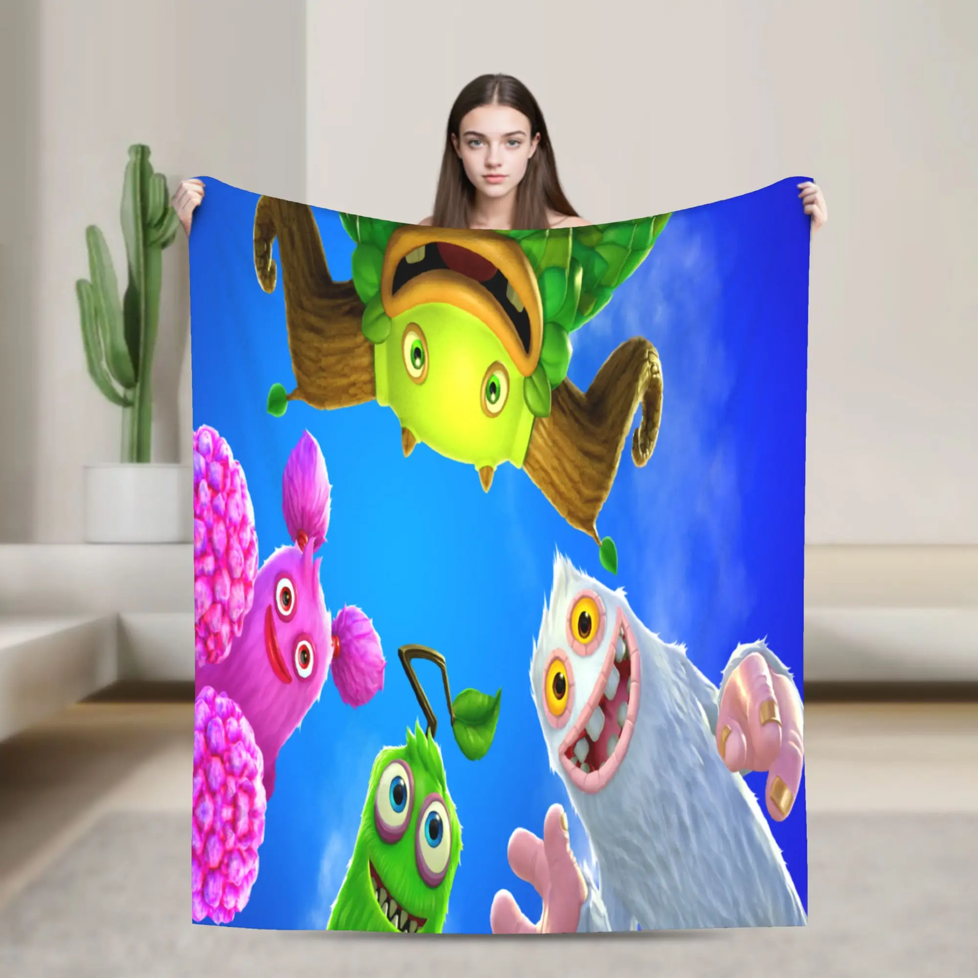 Custom Sofa Fleece Rainbow Monster Mangas Games Hot Throw Blanket Warm Flannel Cartoon  Blankets for Bedding Office Sofa Quilt