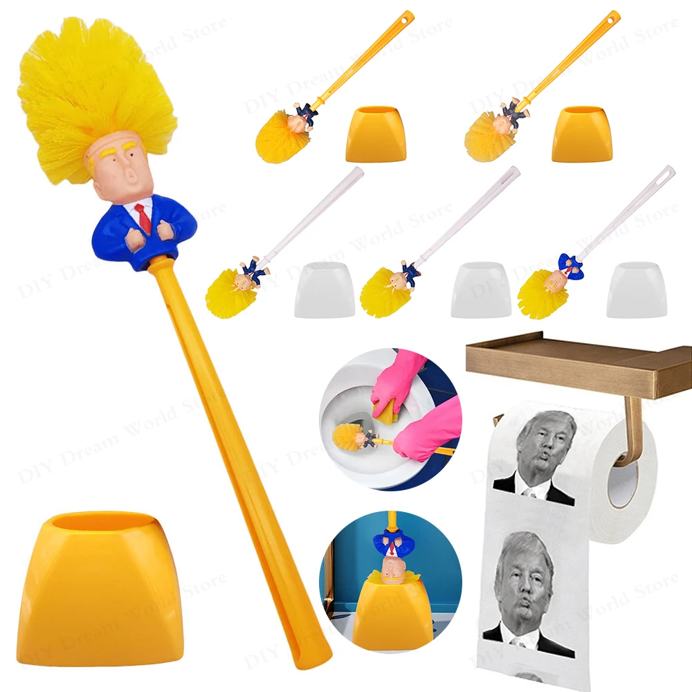 Bathroom Cleaning Tools Trump Toilet Brush Paper Roll Donald Trump Toilet Supplies Home Hotel Bathroom Cleaning Accessories Funn image 2