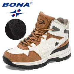 BONA 2023 New Designeres Snow Boots Plush Warm Winter Boots Men Outdoor Hiking Shoes Man Anti-Slip Platform High Top Footwear