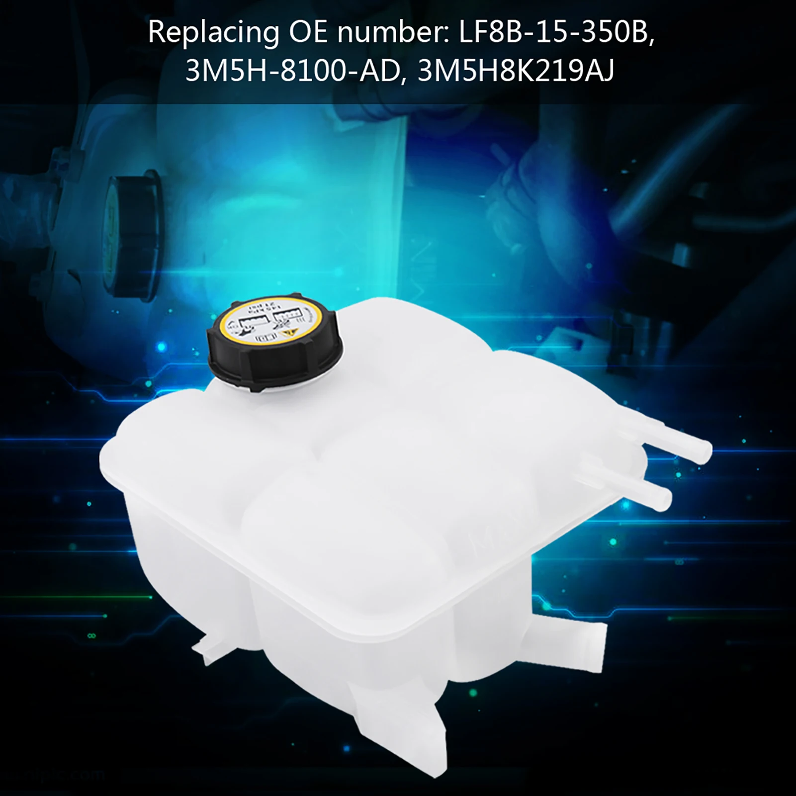 Auto Coolant Recovery Tank Expansion Bottle Reservoir W/ Cap for Mazda 3 2004-2012 LF8B-15-350B Plastic White