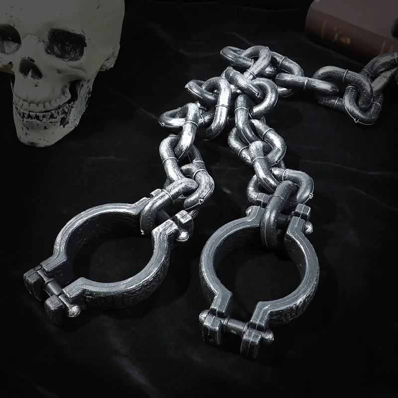 Plastik-Handschellen für Halloween, Simulierte Gefängnisfesseln mit Kettengliedern für Halloween-Party, Cosplay-Kostüm-Requisite – Detail 6