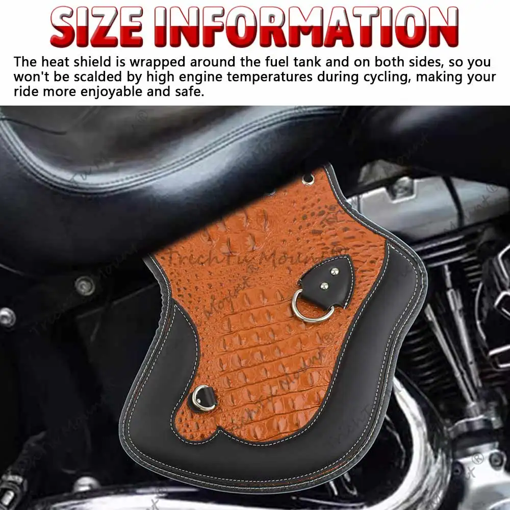 Motorcycle Universal Horse Saddle Crocodile Leather Style PU Leather Thickened Heat Insulation Board Seat Heat Shield Deflectors