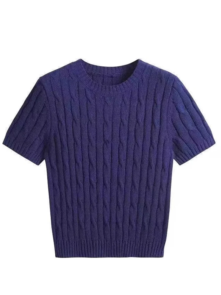 Anti-Aging Knitted Top Women's Summer Fashionable Thin Short Sleeve Base Shirt Trendy Shoulder Width Regular Fit Soft Knitwear
