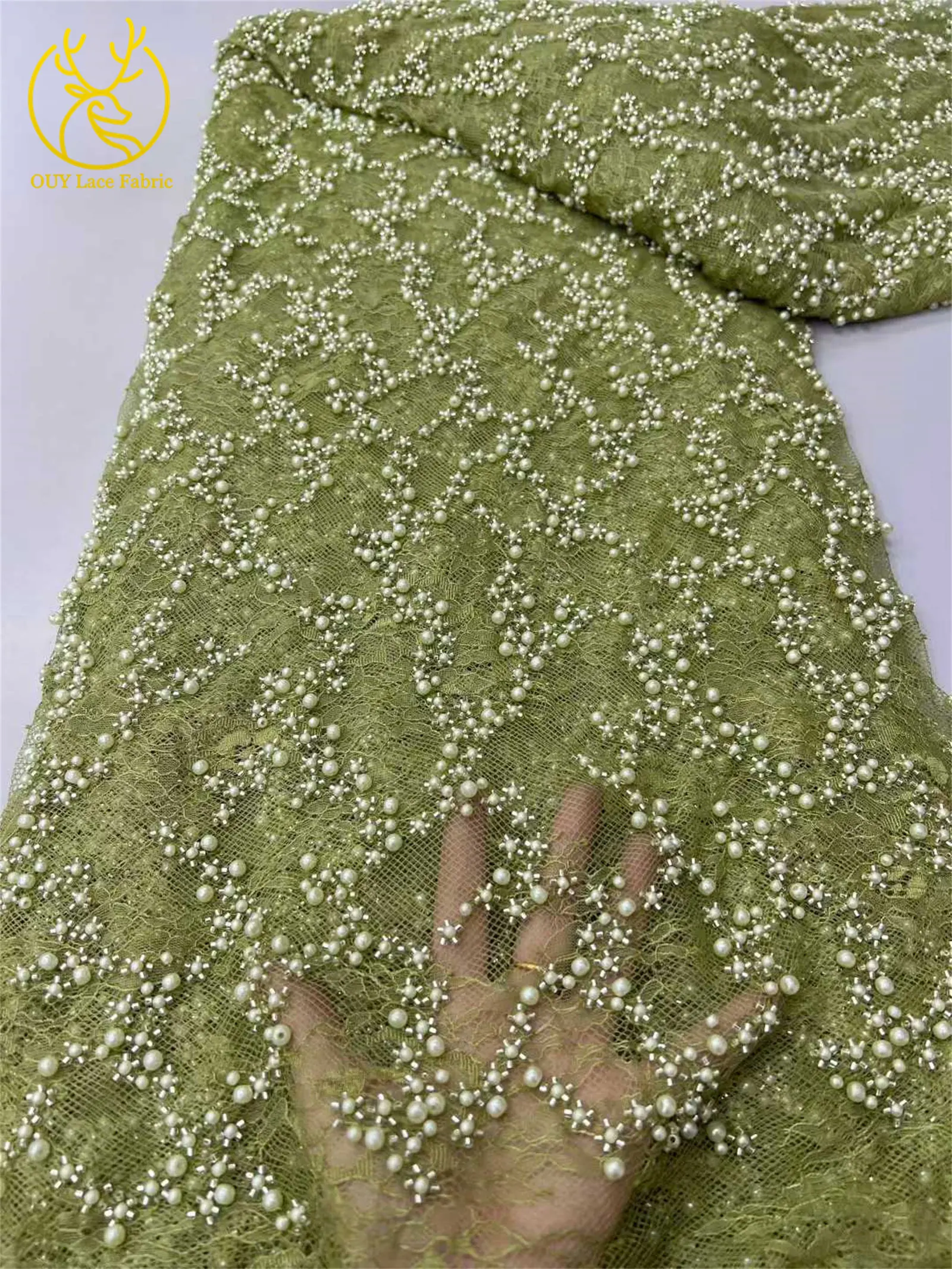 Black African Handmade Beaded Mesh Lace Fabric 2025 Luxury Nigerian French Sequin Lace Fabric Dress Sewing Material 5 Yards