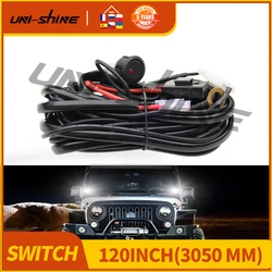 UNISHINE LED Light Bar 3M Wiring Harness Kit Universal LED Wiring Harness IP69 For Auto UTV ATV Offroad Boat 120inch 12V 24v