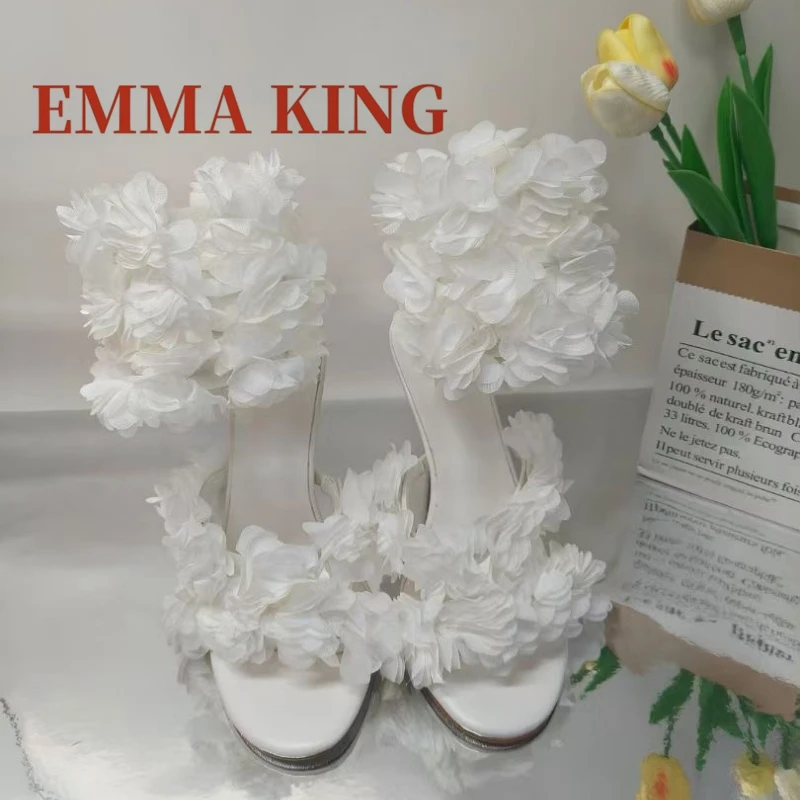 صنادل نسائية من التول Strappy صنادل صيفية عصرية بمقدمة مستديرة صنادل صيفية مزهّرة عند الكاحل أحذية ملهى ليلي 43 #2