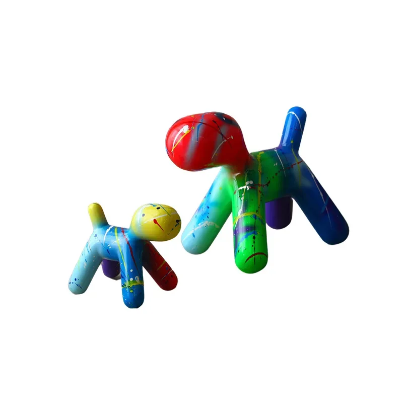 Creative colorful puppy resin ornament wholesale office living room desktop animal soft decoration gift