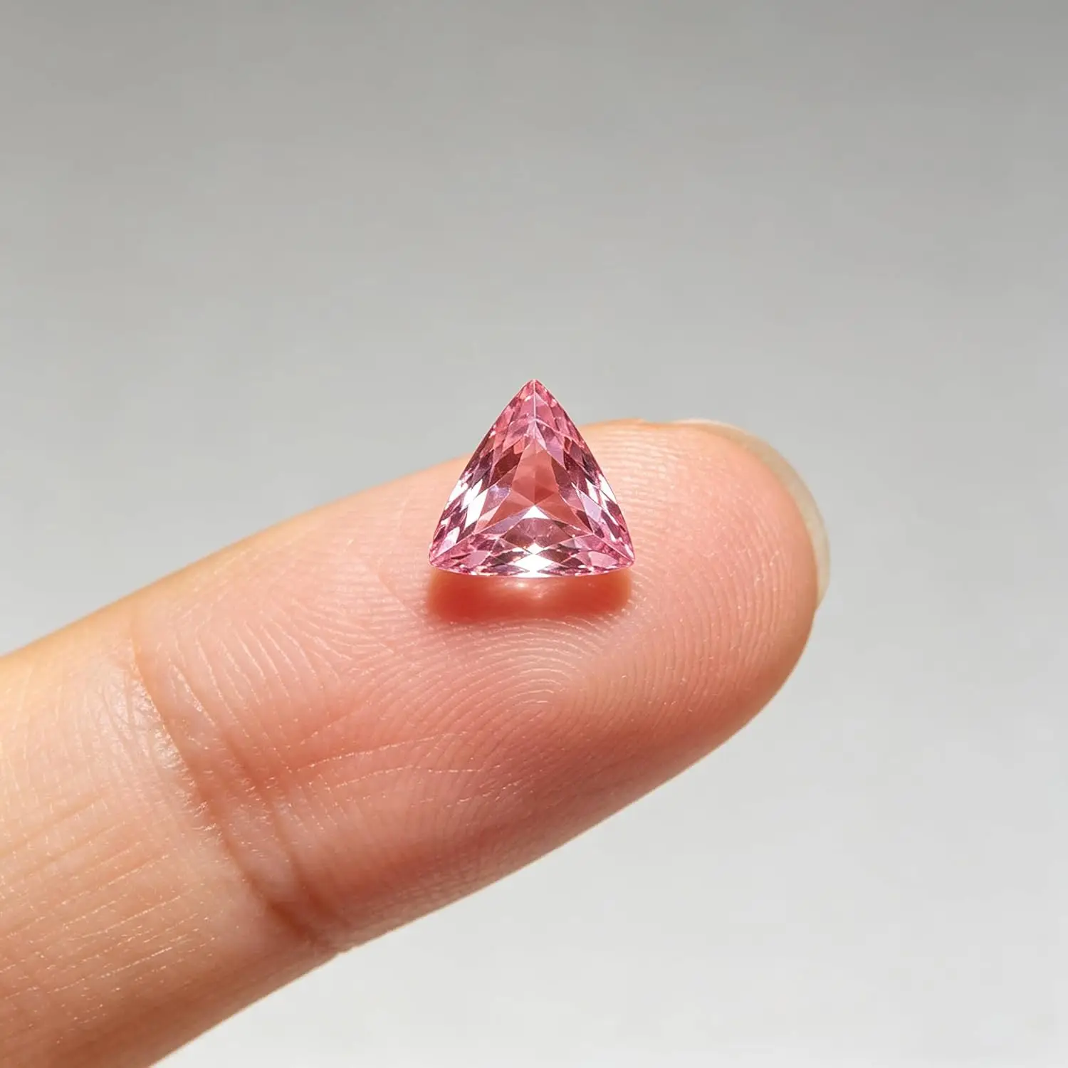 Trillion Cut Triangle Pink Loose Gemstone, Brilliant Faceted Sparkling Polished Pink Loose Stone for Ring Pendant Earrings Jewelry Making DIY Craft Gemstone Gift view 2