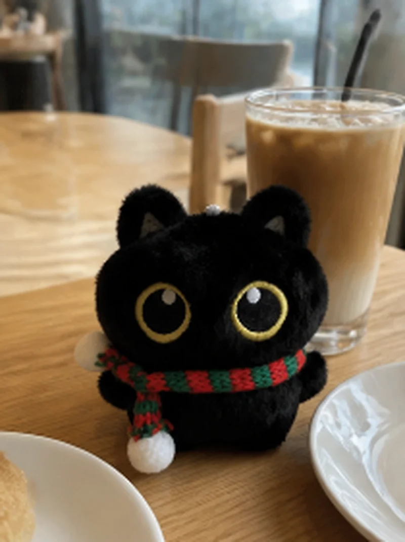 New Spot Black Cat Doll Plush Doll Pendant Cute Cat Bag Ornaments Backpack Decorations Indoor Decorations Holiday Souvenirs.